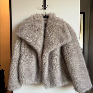 Zara Gray Faux Fur Jacket